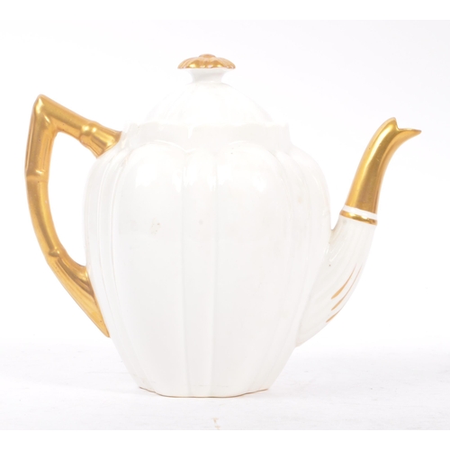 164 - A Victorian Burleigh ware teapot, circa 1894. Of compressed shaped being beautifully transfer decora... 