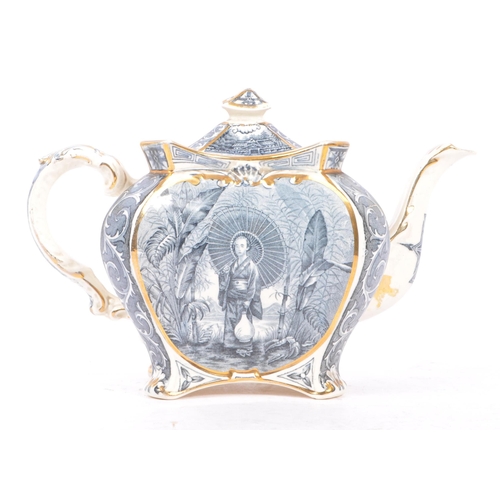 164 - A Victorian Burleigh ware teapot, circa 1894. Of compressed shaped being beautifully transfer decora... 