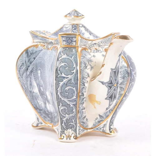 164 - A Victorian Burleigh ware teapot, circa 1894. Of compressed shaped being beautifully transfer decora... 