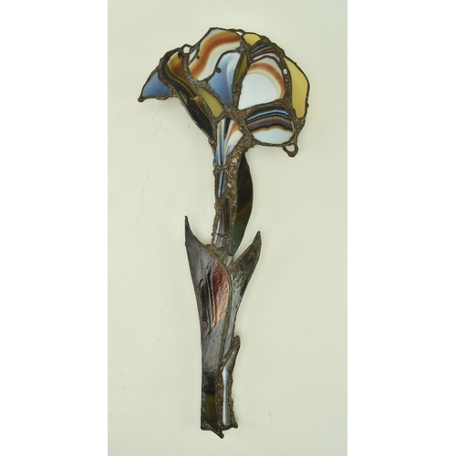 152 - John Leathwood, Hull - An Art Nouveau style stained leaded glass decorative flower wall panel. The p... 