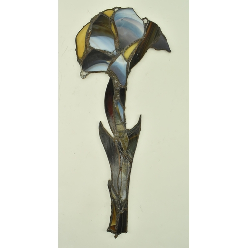 152 - John Leathwood, Hull - An Art Nouveau style stained leaded glass decorative flower wall panel. The p... 