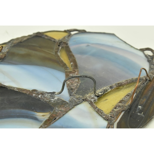 152 - John Leathwood, Hull - An Art Nouveau style stained leaded glass decorative flower wall panel. The p... 