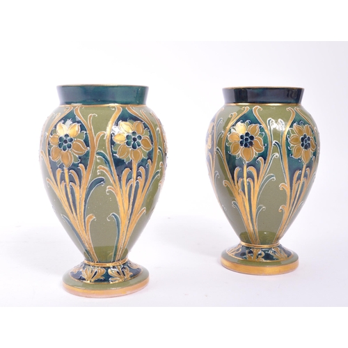 1 - WILLIAM MOORCROFT FOR MACINTYRE - PAIR OF ART NOUVEAU VASES