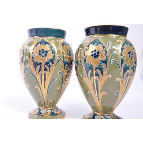 1 - WILLIAM MOORCROFT FOR MACINTYRE - PAIR OF ART NOUVEAU VASES