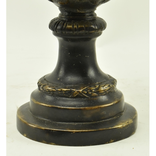 24 - A Victorian 19th century Grand Tour cast bronze lidded urn vase. The urn having a foliate shaped lid... 