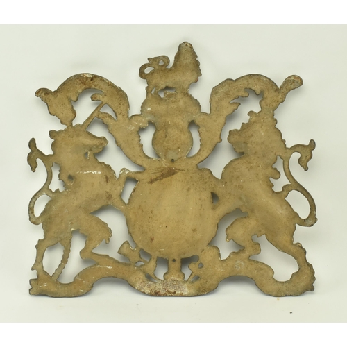 50 - A large Victorian 19th century cold painted cast iron Royal armorial crest. The crest depicting the ... 