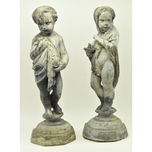 597 - Two Classical inspired early 20th century lead garden sculpture statues from the Four Season series ... 