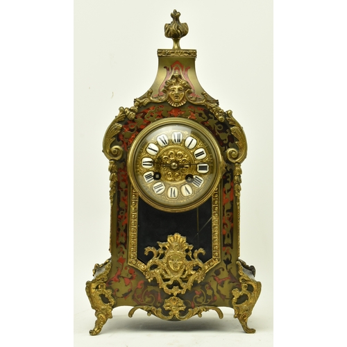 65 - A French Continental 19th century boulle work & ormolu eight-day movement mantle clock. The clock ha... 