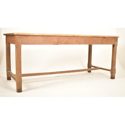 405 - A Victorian 19th century oak wood refectory farmhouse dining table. The table having a straight top ... 