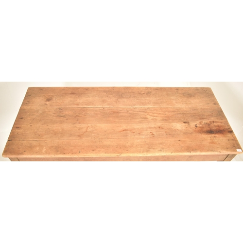 405 - A Victorian 19th century oak wood refectory farmhouse dining table. The table having a straight top ... 