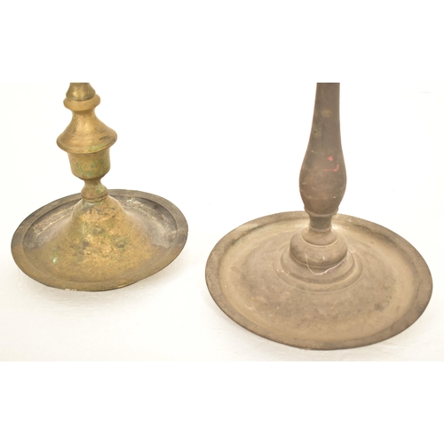 419 - Two Anglo-Indian 19th century floor standing brass pricket incense burners, likely used at altars. E... 