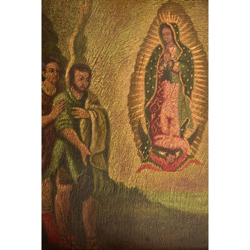 420 - Spanish Colonial School - South America - A Mexican Virgin of Guadalupe polyptych ecclesiastic panel... 