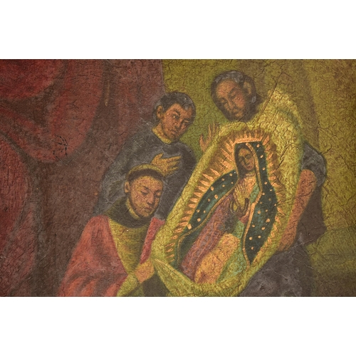 420 - Spanish Colonial School - South America - A Mexican Virgin of Guadalupe polyptych ecclesiastic panel... 