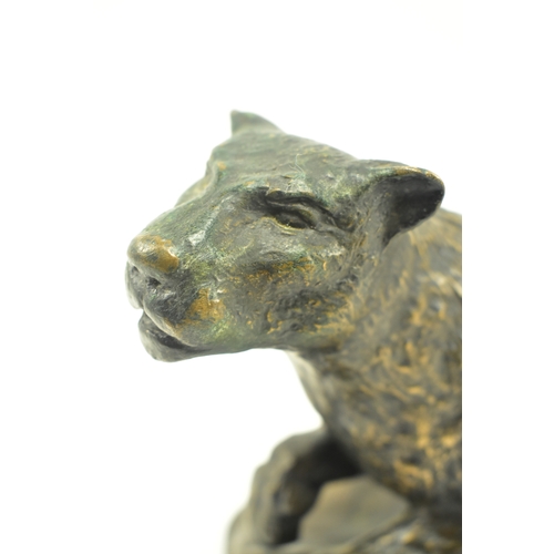 70 - Graux Marly Foundry - A French continental early 20th century lost wax bronze sculpture of a wild ca... 