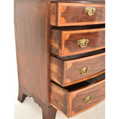 424 - A George III 18th century mahogany & walnut veneered bow front inlaid chest of drawers. The chest ha... 