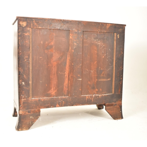 424 - A George III 18th century mahogany & walnut veneered bow front inlaid chest of drawers. The chest ha... 