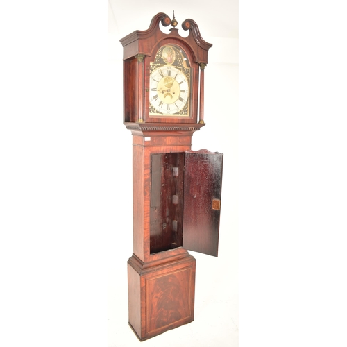 439 - A 19th century flame mahogany cased eight day movement longcase grandfather's clock. The clock havin... 