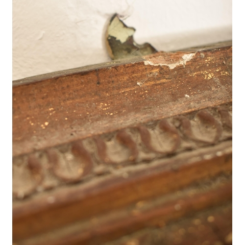 304 - A Victorian 19th century gilt gesso & wood wall mantel wall mirror. The mirror having a bowed top wi... 