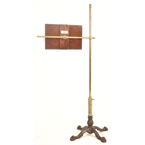 309 - A Victorian 19th century mahogany & brass floor reading music stand / lectern. The music stand havin... 