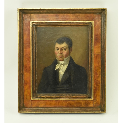 311 - English Portrait School - An early 19th century oil on canvas portrait painting of gentleman. The ma... 