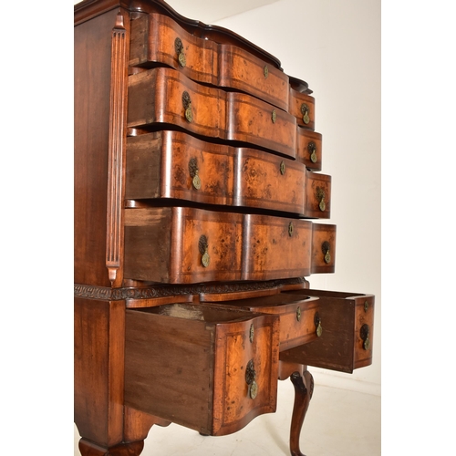 324 - A Queen Anne Revival 19th century circa 1880s walnut & burr walnut serpentine fronted chest on leg t... 