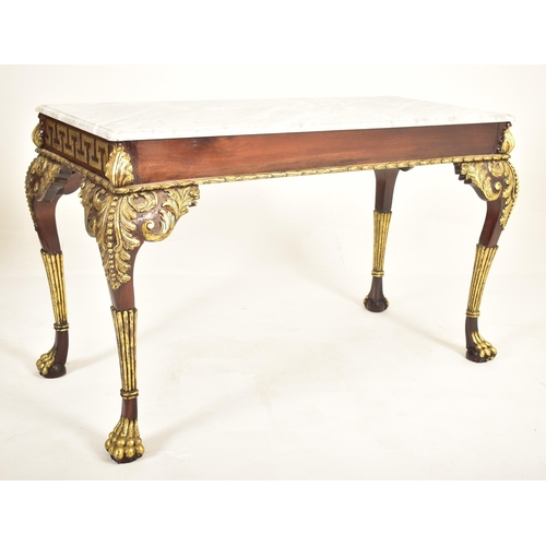 342 - A William Kent 18th century inspired gilt wood & marble top hall console table. The table having a c... 