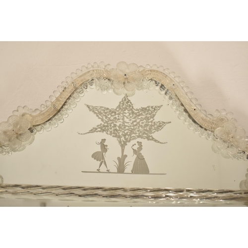 344 - A Venetian Palazzo Italian inspired etched glass wall hanging mirror presented by Museo dell'Arte Ve... 