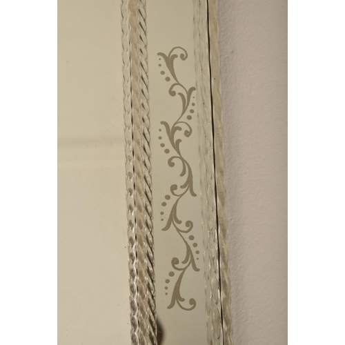 344 - A Venetian Palazzo Italian inspired etched glass wall hanging mirror presented by Museo dell'Arte Ve... 