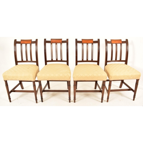 355 - A set of 12 George III 19th century mahogany dining chairs. Each chair having an inlaid back rest wi... 