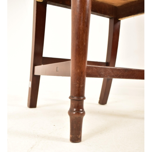 355 - A set of 12 George III 19th century mahogany dining chairs. Each chair having an inlaid back rest wi... 