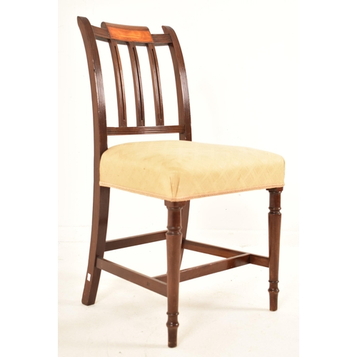 355 - A set of 12 George III 19th century mahogany dining chairs. Each chair having an inlaid back rest wi... 