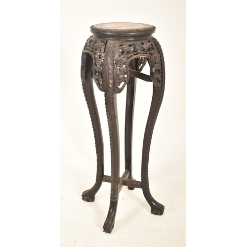 366 - A Chinese Oriental early 20th century circa 1900 hardwood & marble top floor jardiniere planter. The... 