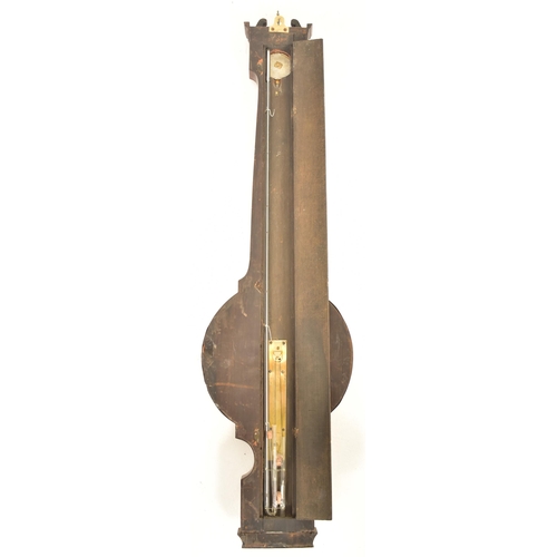 370 - A George III early 19th century flame mahogany mercury wall hanging barometer by P. Cattaneo, York. ... 