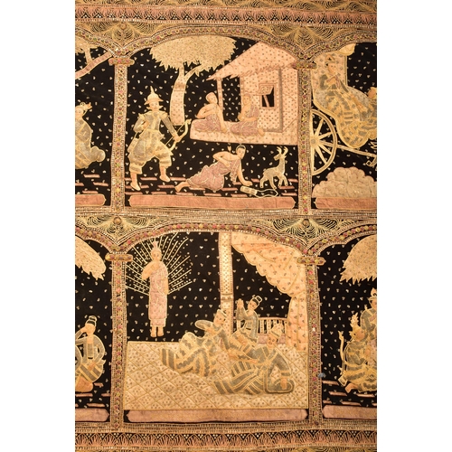 380 - An early 20th century Burmese wall hanging tapestry depicting the Life of Buddha across ten scenes. ... 