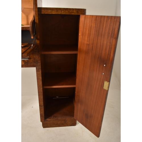 381 - An Art Deco early 20th century 1930s burr walnut fall front drinks cocktail cabinet. The cabinet hav... 