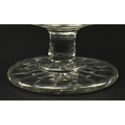 73 - A George IV early 19th century circa 1830s glass celery vase. The celery vase featuring flared diago... 