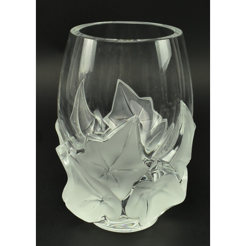 75 - Lalique, France - A mid 20th century circa 1940s frosted & clear glass Hedera vase. The vase having ... 