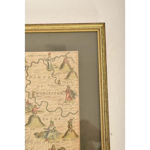 294 - After Michael Drayton (British, 1563-1631) - An etching on paper and hand coloured map of Glocesters... 