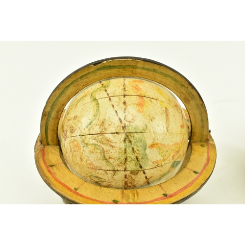 76 - A pair of late 19th century / early 20th century hand painted metal & wood celestial desk globes. Ea... 