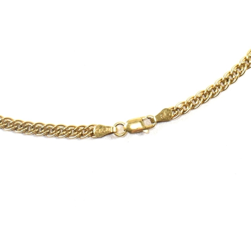 105 - A hallmarked 9ct gold double link chain necklace. The necklace having a double link chain to lobster... 