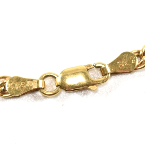 105 - A hallmarked 9ct gold double link chain necklace. The necklace having a double link chain to lobster... 