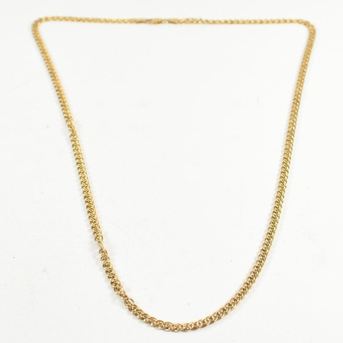 105 - A hallmarked 9ct gold double link chain necklace. The necklace having a double link chain to lobster... 