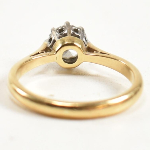 120 - A hallmarked 18ct gold and diamond solitaire ring. The 18ct gold ring set with a single eight claw s... 