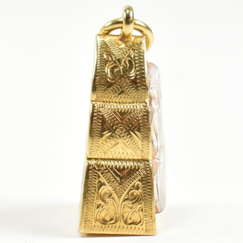 126 - An 18ct gold Thai buddha amulet necklace pendant. The pendant having a Thai buddha encased in an all... 