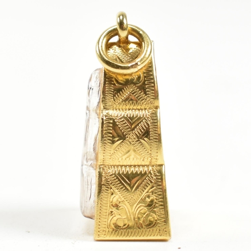 126 - An 18ct gold Thai buddha amulet necklace pendant. The pendant having a Thai buddha encased in an all... 