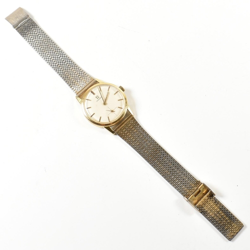 137 - A vintage Omega gold plated men's wristwatch. The watch having baton hour markers with subsidiary di... 