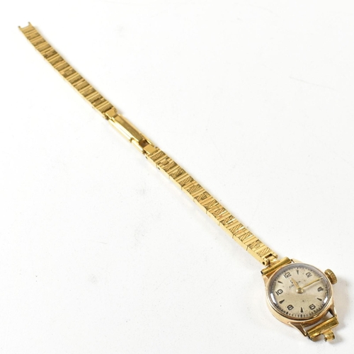 154 - A hallmarked 9ct gold omega watch on gilded Elgolux plated strap. The interior of the case hallmarke... 