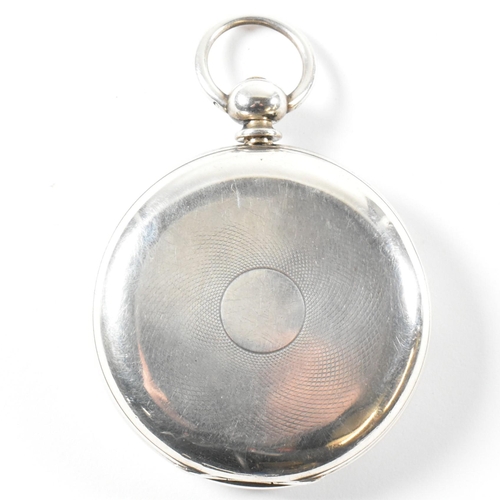 161 - A silver open faced pocket watch in oversized protective case marked for J Gledhill. The open faced ... 