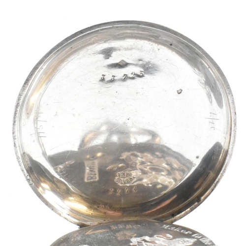 161 - A silver open faced pocket watch in oversized protective case marked for J Gledhill. The open faced ... 