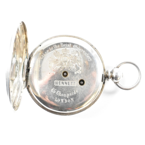 161 - A silver open faced pocket watch in oversized protective case marked for J Gledhill. The open faced ... 